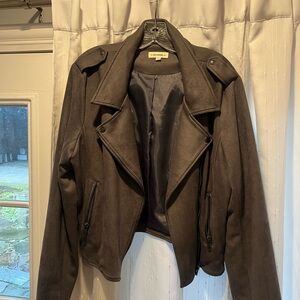 Eesome Charcoal/Purple faux suede Jacket